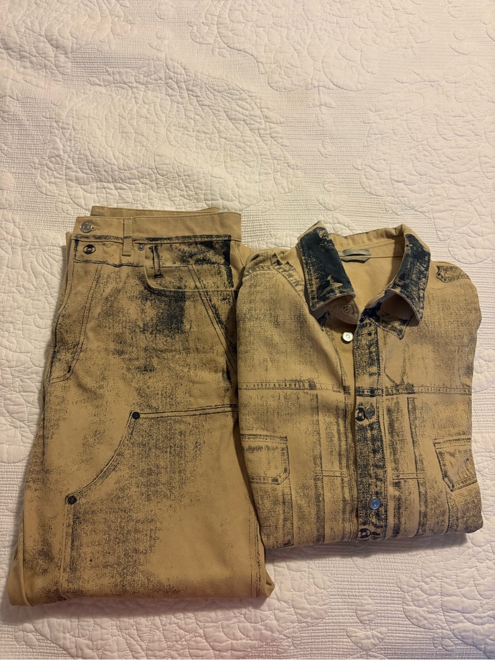 Dior Men's Beige and Faded Gray Washed Denim set